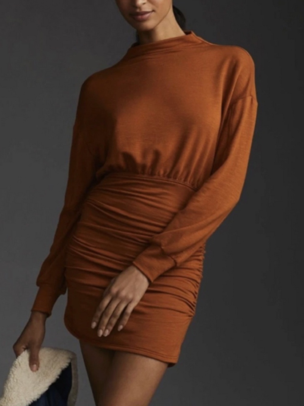 Daily practice ruched cozy mini dress